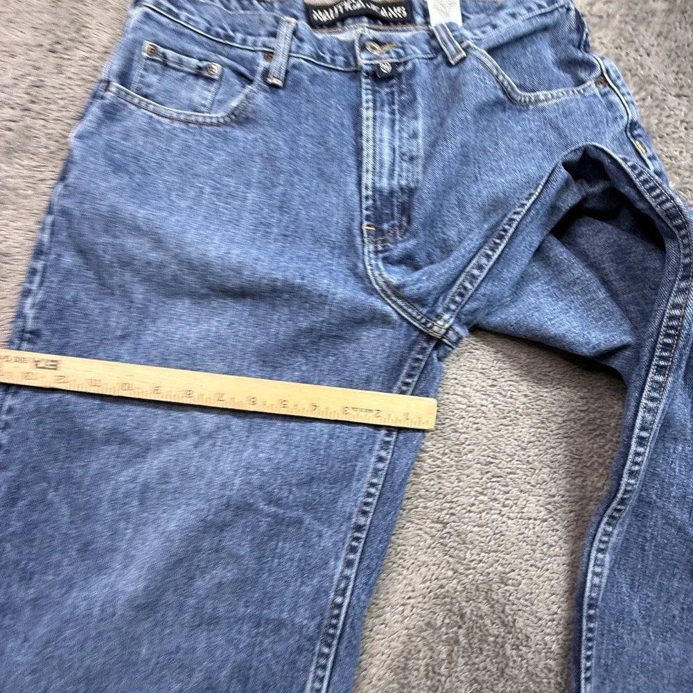 Y2K Nautica Jeans Mens 34 Baggy Cropped Distressed Blue Denim 100% Cotton